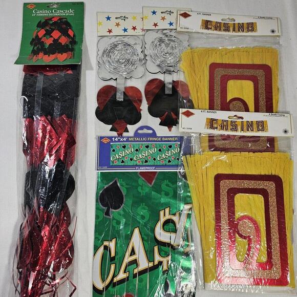Other - Vintage Casino Party Theme Night Decorations. 80's 90's Game Night Poker